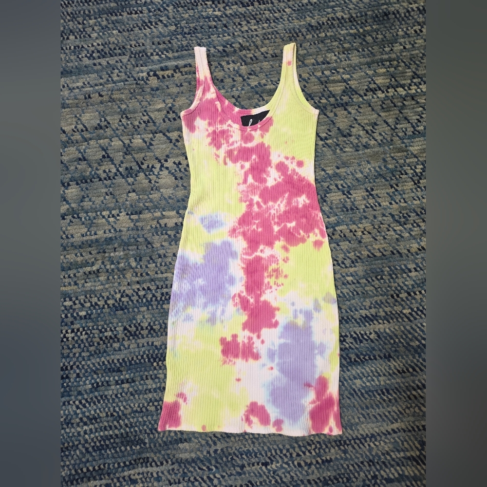 Tie-Dye Sleeveless Dress - Pink, Purple, Yellow